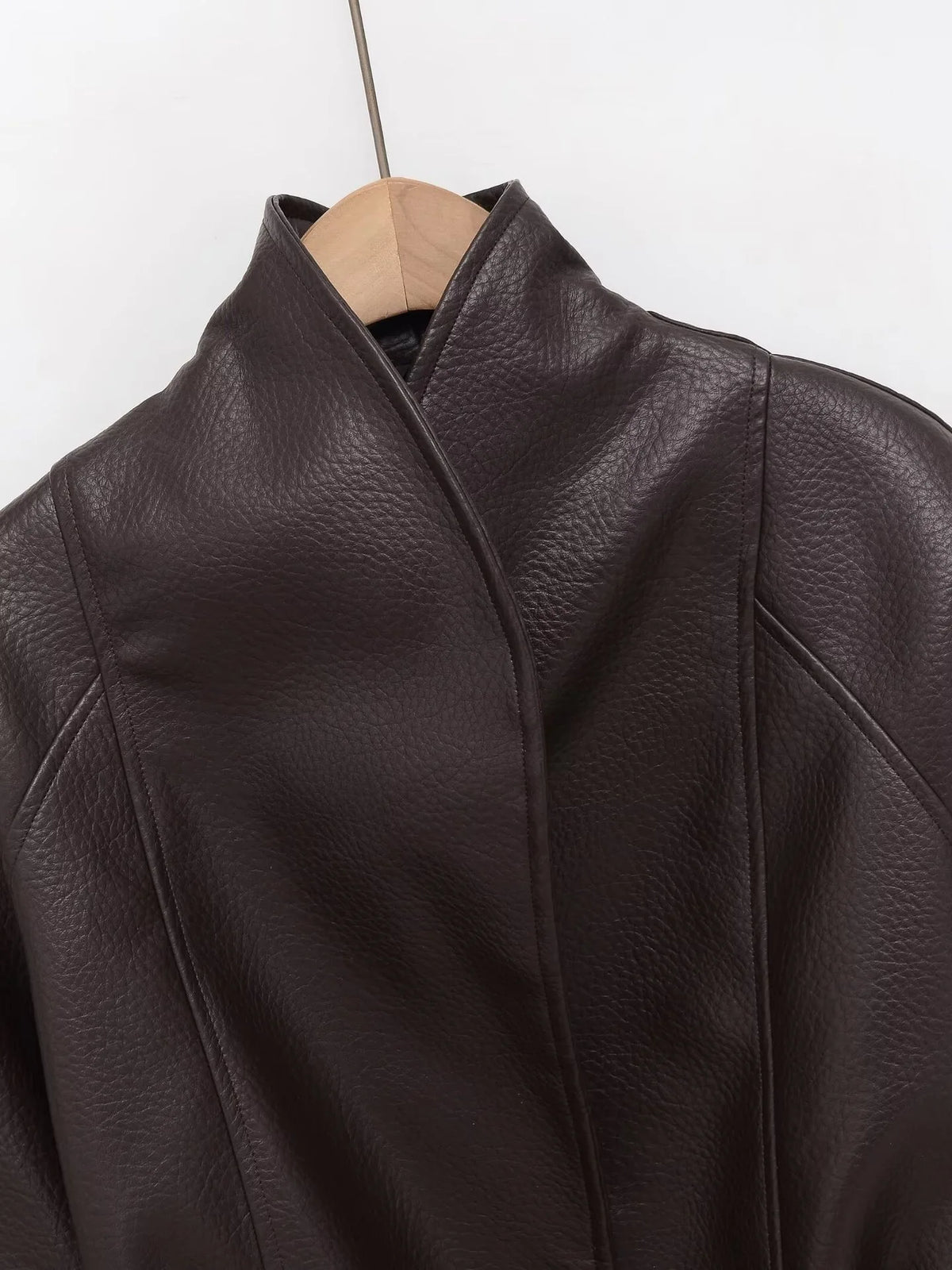 Women 2026 Spring Autumn New Hot Selling Solid Color Belted Slim Fit Faux Leather Jacket Coat Fashion Trendy Chic Outerwear Best
