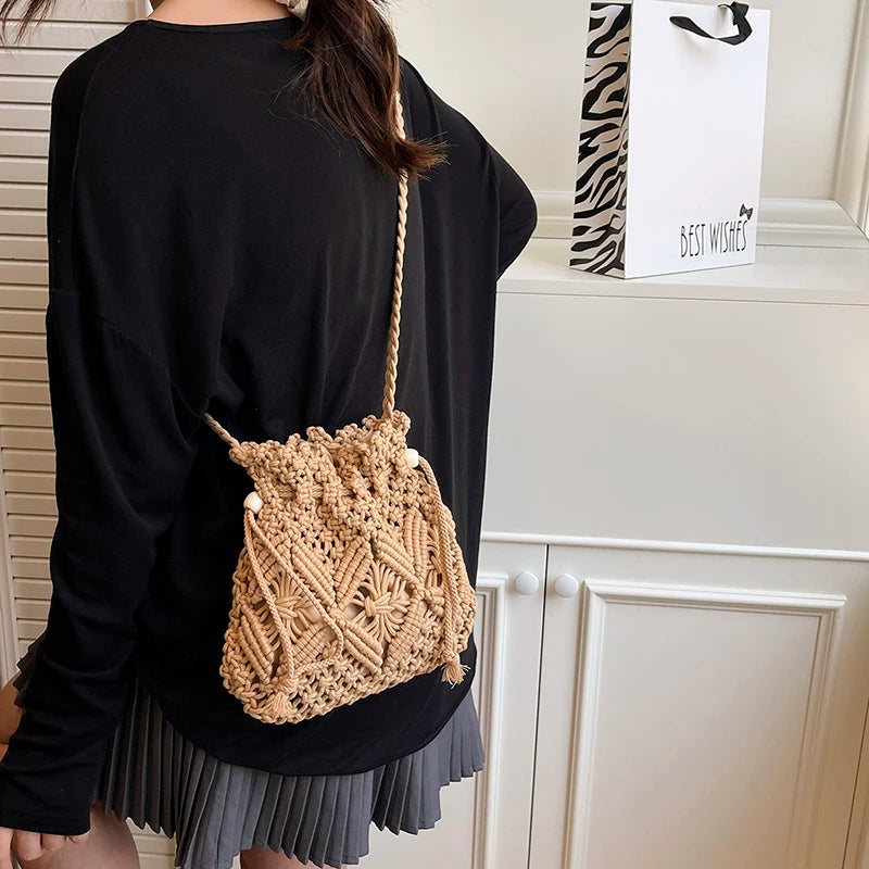 LEFTSIDE Weave Small Shoulder Bags for Women 2025 New Summer Knit Crossbody Bag Females Weave Raffia Beach Bags Handbags