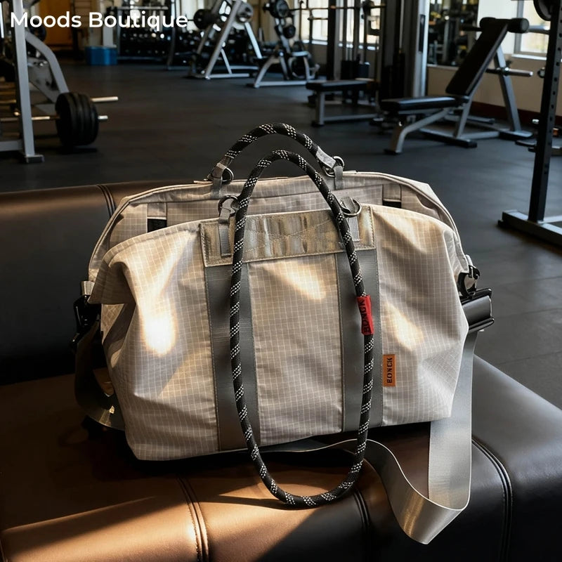 Geometric Design Travelling Shoulder Crossbody Gym Bags For Women Wet and Dry Separated Large Capacity Shopper Handbag For Sport