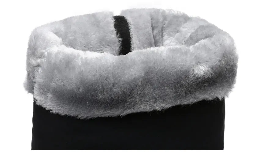 Women Warm Fur Mid-calf Snow Boots Round Toe Red Black Down Crystal Dec Party Travel Lady Wedge Platform Winter Plush Half Boots