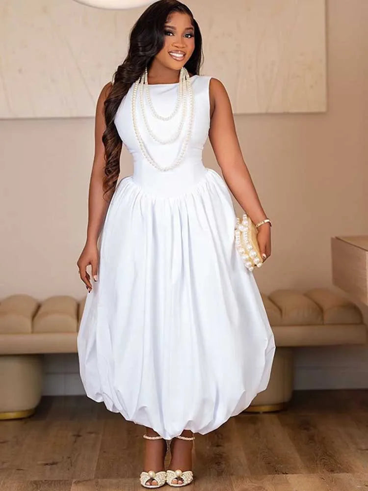Sleeveless Dresses for Women High Waisted Summer Corset Long Dress Casual Fashion White Elegant Dress Wholesale Dropshipping