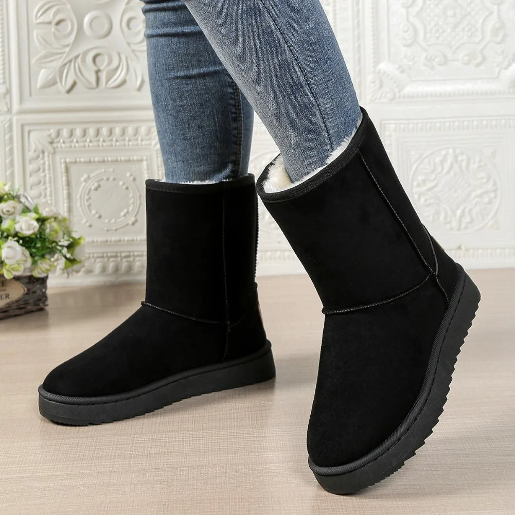 Mid Calf Snow Boots Women Waterproof Warm Platform Boots Large Size Winter Slip On Flat Casual Woman Booties 2026 New fashion