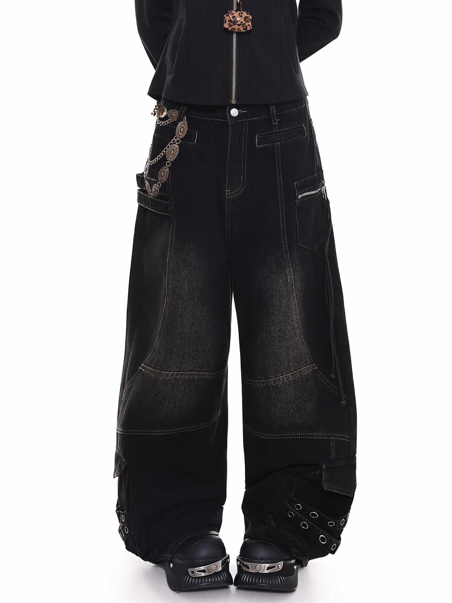 Street Style Orange Jelly Jeans Women's Loose Casual Wide Leg Pants Vintage Feel Comfortable Fit Spring Season Ladies Jeans
