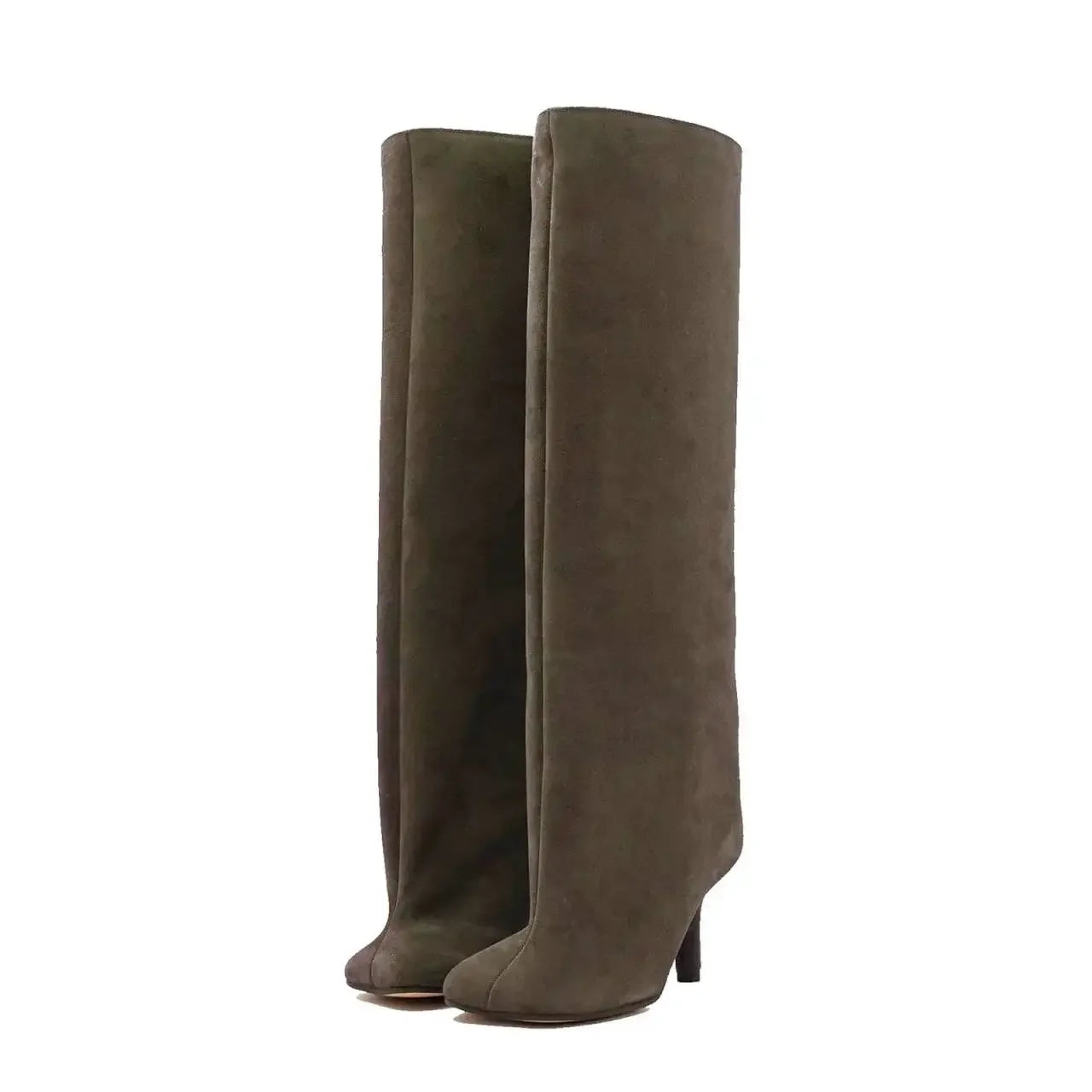 2025Women's Autumn and Winter New Slim Fit High Heels Knee High Boots Fashionable Plus Size Medium Long Boots Knight Boots