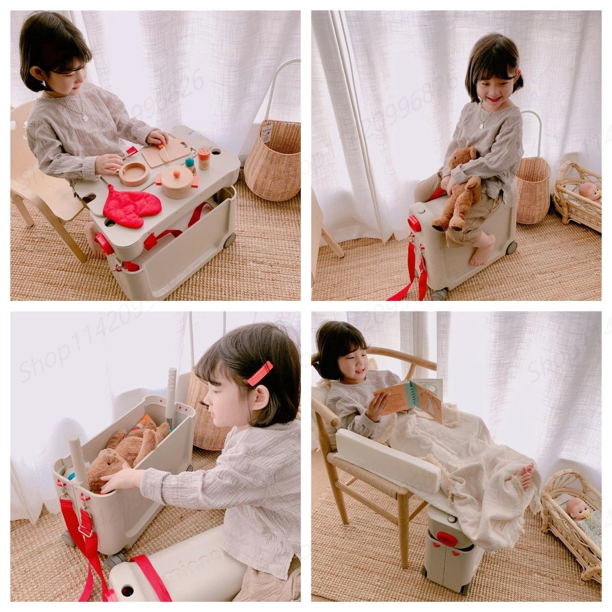 Children's Luggage Can Lie Down Can Sit Can Ride Multi Purpose Child Cabin Suitcase ABS Multifunctional Baby Traveller's Bed