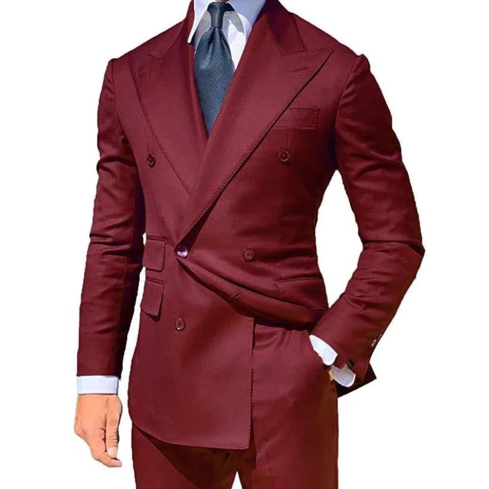 Yellow Men Suits 2 Pieces Set Fashion New Men's Casual Boutique Business Formal Wedding Groom Suit Coat Blazer Trousers 2024