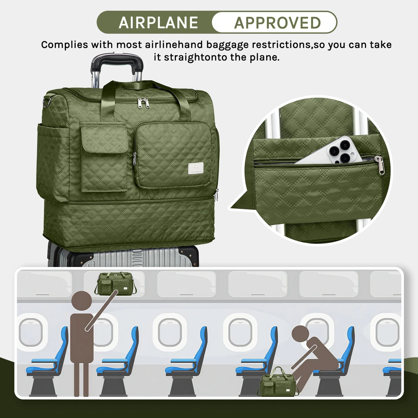Joyway 20 inch Front-opening Luggage Suitcase with Expandable Multi-purpose Bag and Small Crossbody Bag