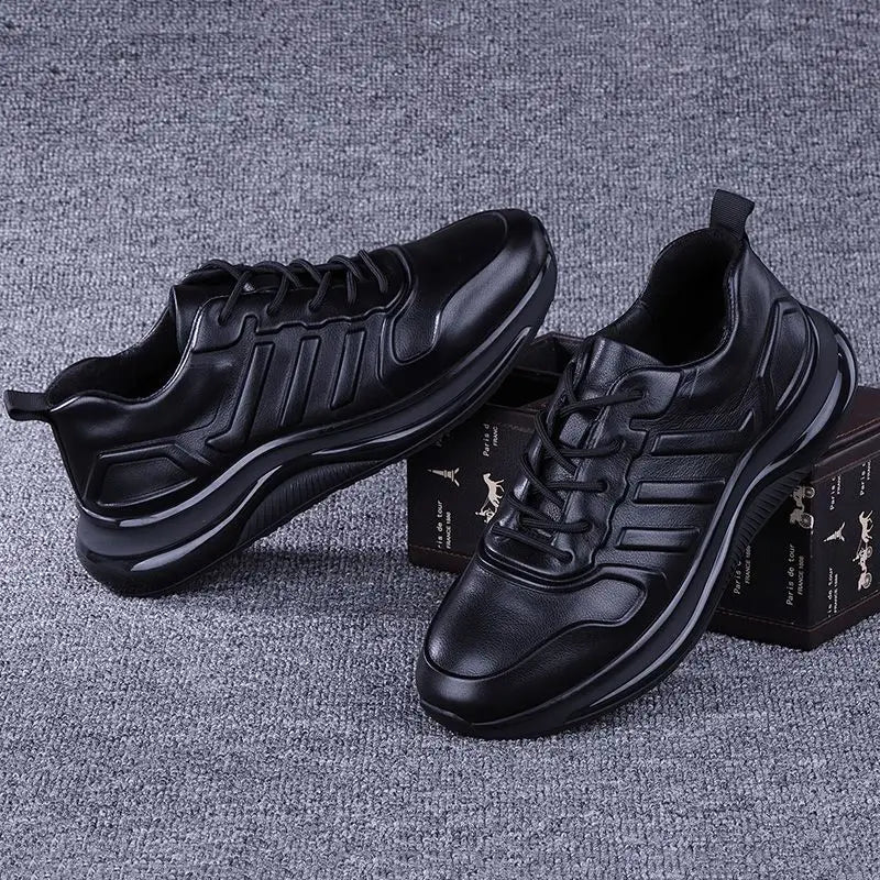 Genuine Leather Shoes Men Ultra Light Cowhide Shoe Cushion Soles Training Sneaker Athletic Running Waterproof Travel Exercise