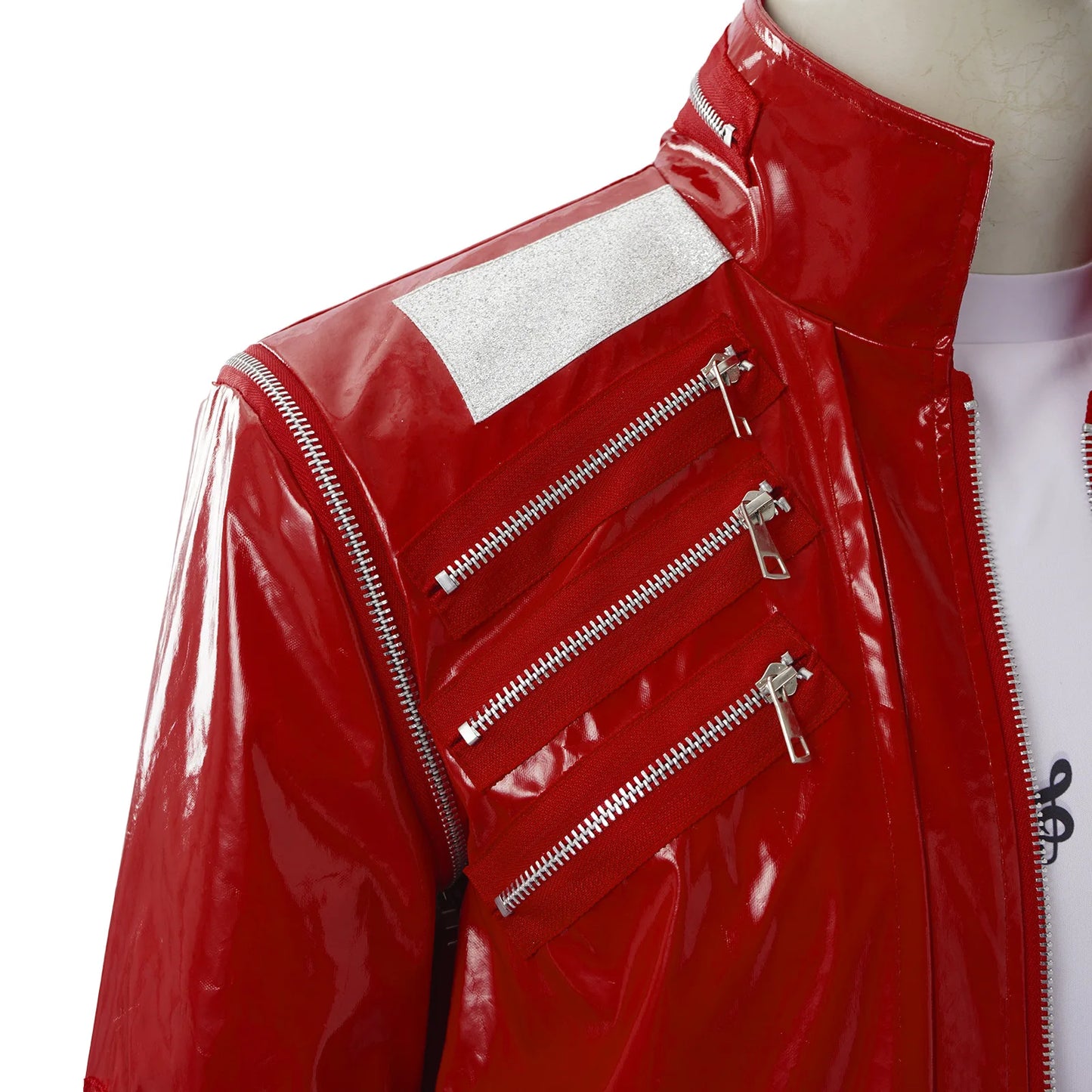 Red Zipper Michael Jackson MJ Beat It Jacket for Impersonators PU Leather Punk Casual Coat Halloween Stage Christmas Outwear