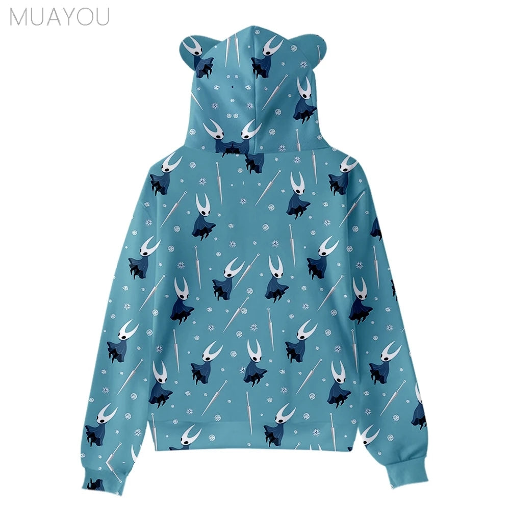 Hollow Knight Silksong kids hoodies Sweatshirts 3D Printed Cat's Ears Anime Casual Pullovers Men Women hoodie