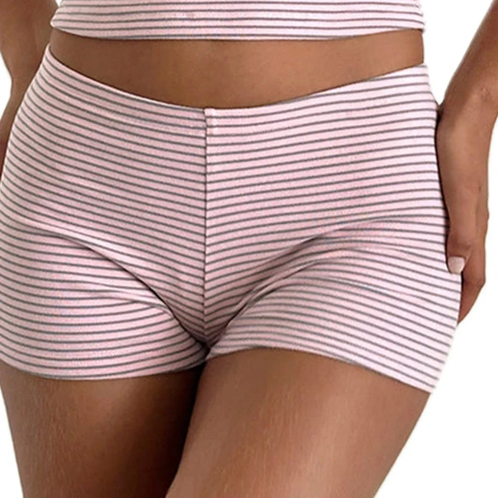 Women Waffle Knit Lounge Shorts Slim Fit Foldover Pajama Shorts Summer Casual Low Waist Fold Over Shorts Bottoms