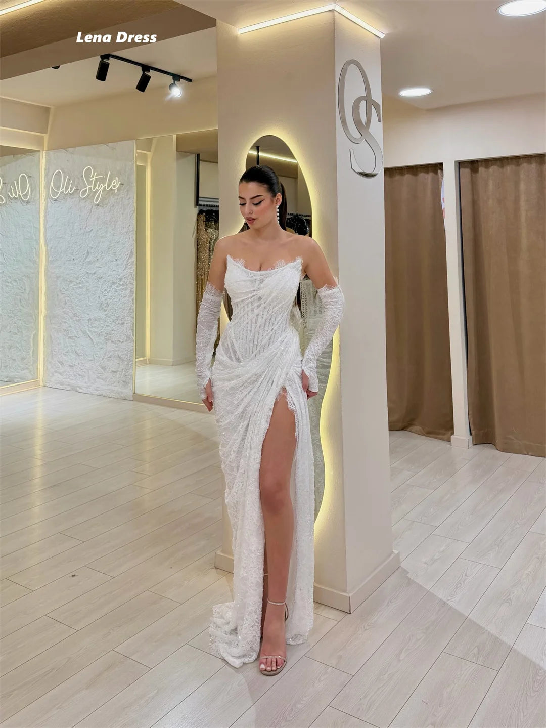 Lena Wedding Women's Evening Dress for Weddings Embroidered Lace Prom Dresses for Luxury Party Custom Elegant Cocktail Dresses