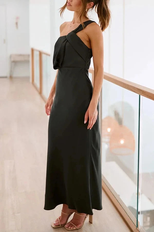 Customized Black Mother of Birde Dresses 2026 for Weddings Women One Shoulder Elegant Evening Dress Ruched Formal Party Gown