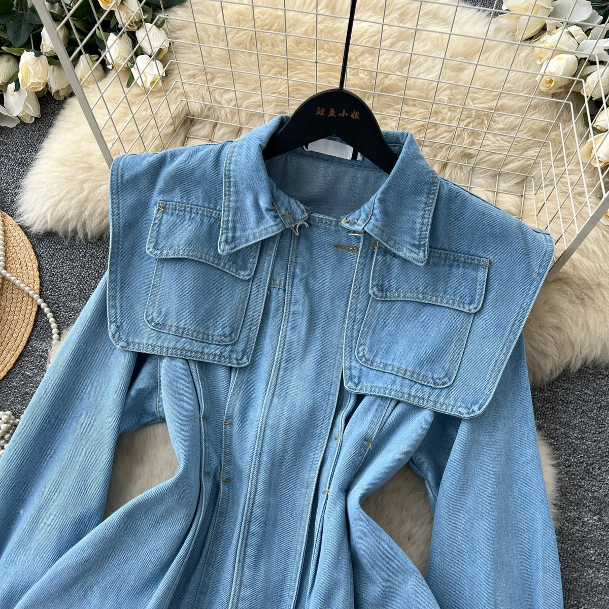 SINGREINY Fashion Senior Denim Jacket New French Classic Lapel Full Sleeves Slim Outwear Women Autumn Chic Elegant Workwear Coat