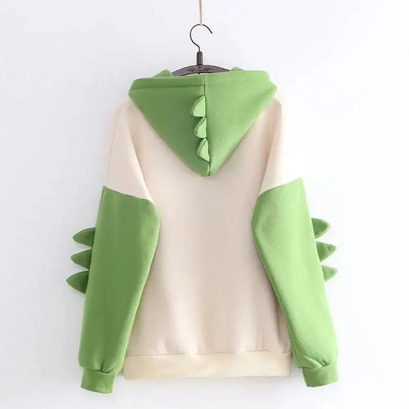 Y2K Style Women Dinosaur Hoodies Cute Horns Hooded Sweatshirts Autumn Winter Hawaii Pullovers Halloween Teenager Matching Wear