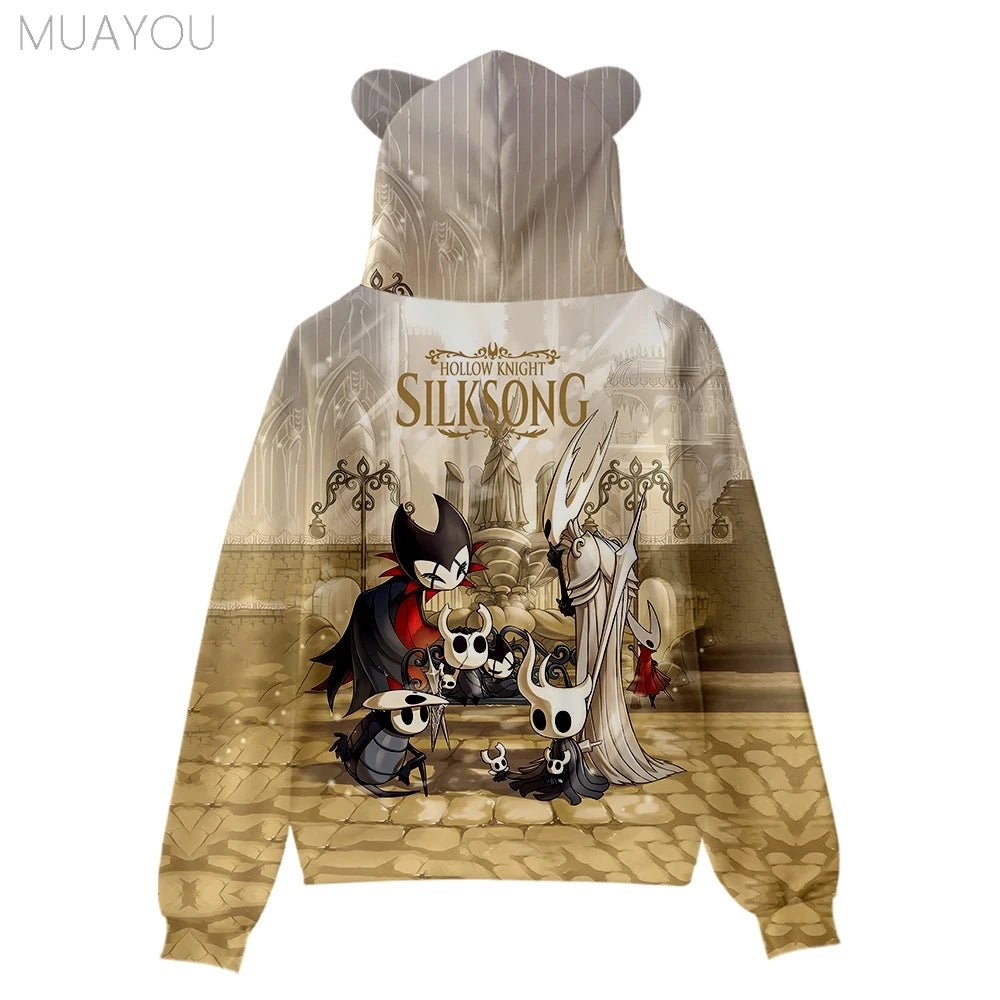 Hollow Knight Silksong kids hoodies Sweatshirts 3D Printed Cat's Ears Anime Casual Pullovers Men Women hoodie