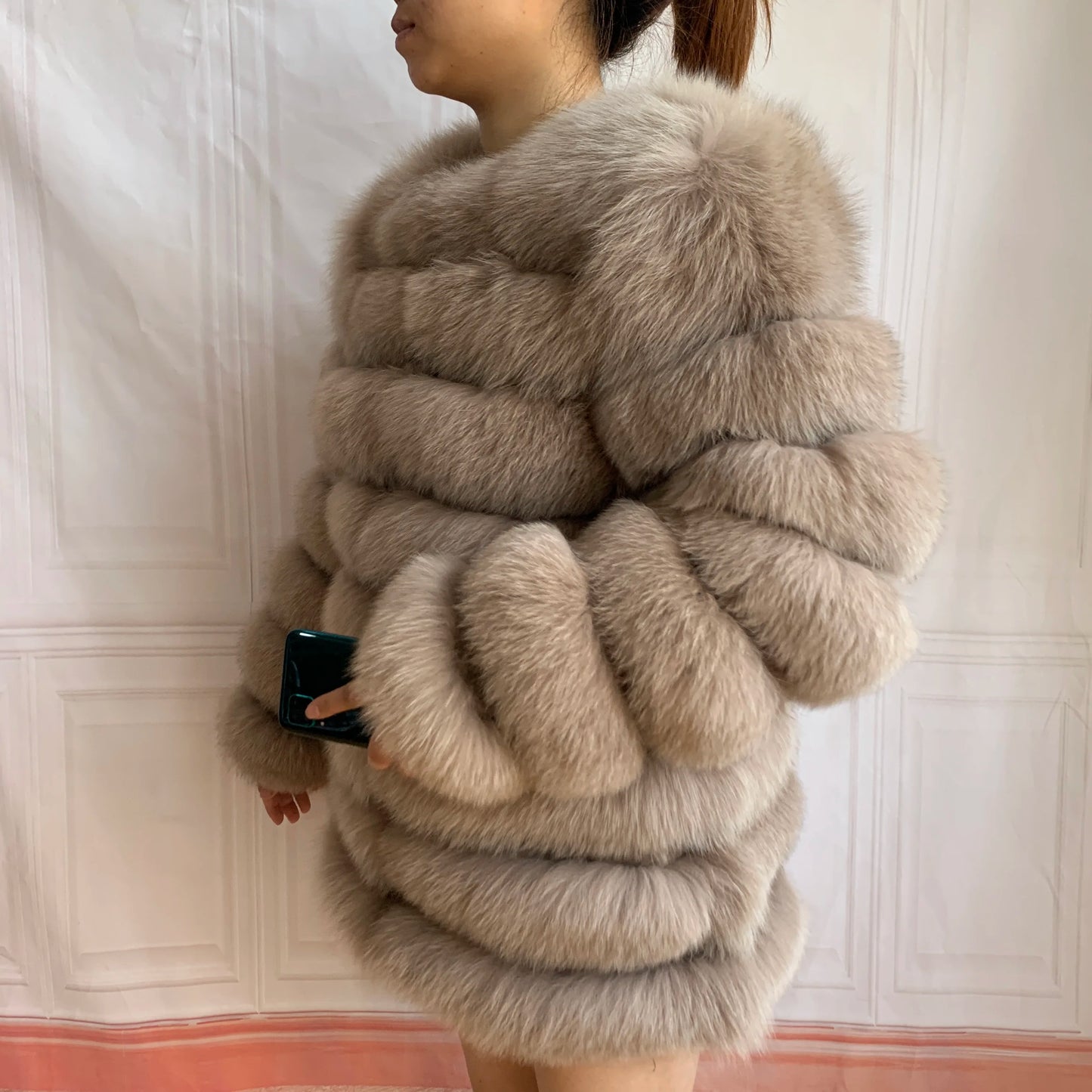 NEW Style Length Sleeves 4in1 Real Fur Coats Women Natural Real Fur Jackets Vest Winter Outerwear Women Fox Fur Coat Quality Fur