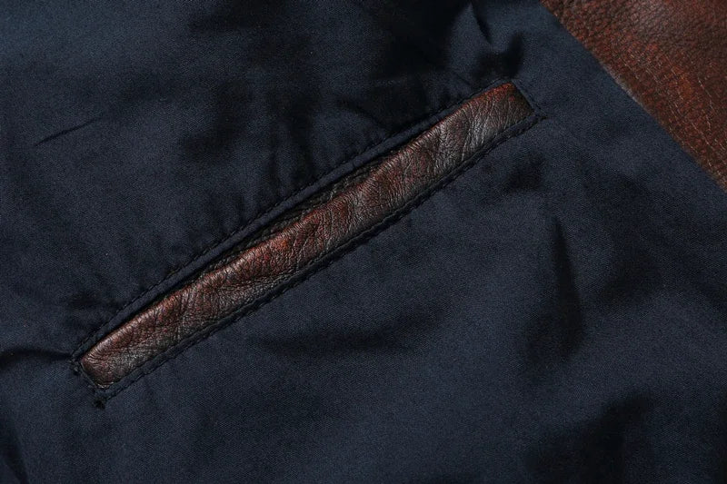 Vintage Red Brown Genuine Leather Jacket Men Soft Real Cowhide Black Winter Coat Biker Jackets Jaqueta Masculina De Couro