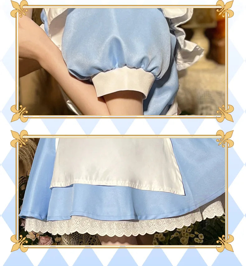 Lolita Dress Maid Apron Fantasia Carnival Halloween Costumes for Women Masquerade Party Alice In Wonderland Cosplay Costume