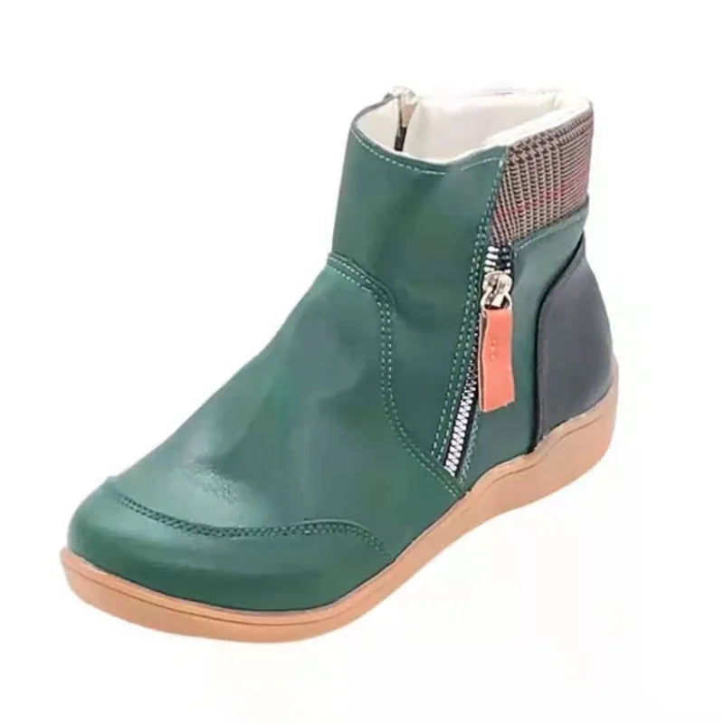 Ankle Boots Women's Plus Size Short 2026 Autumn and Winter Double Zipper Flat Snow Boots Wedges Low Top Shoes Botas Femininas