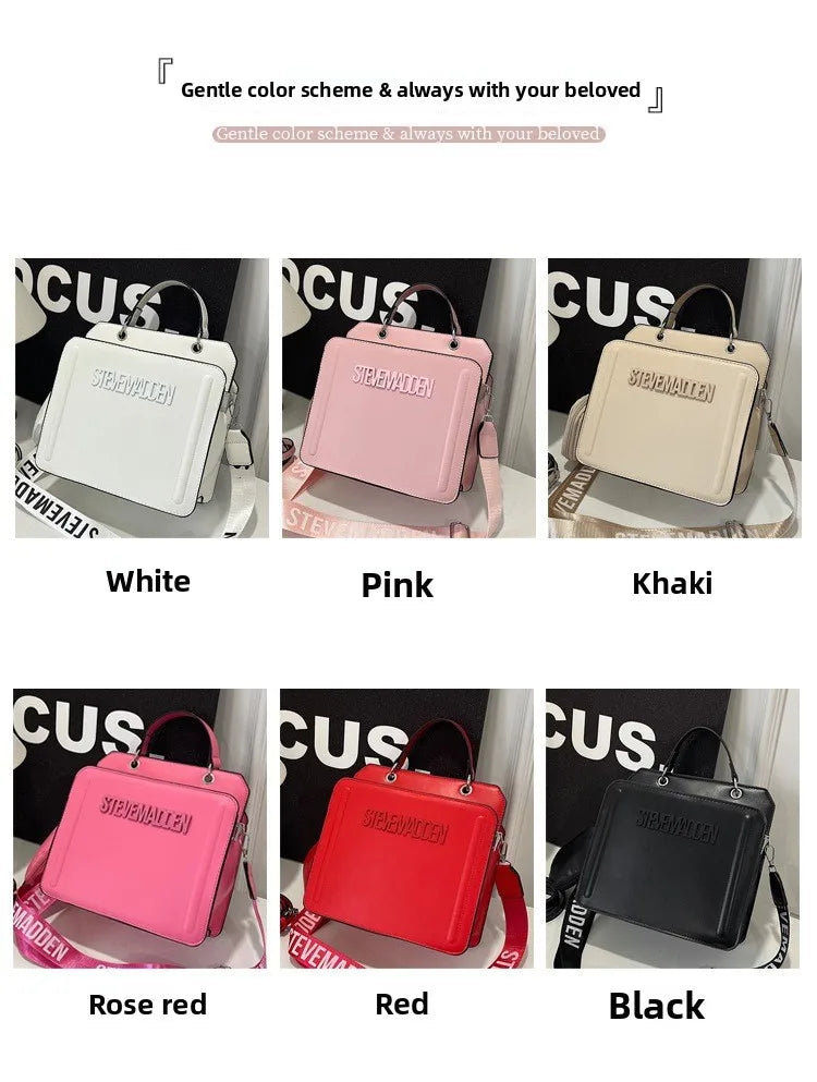 Trendy Commuter Women's Shoulder Bag Fashionable Letter Print Simple Urban Style PU Material Medium Size Zipper Opening Cross...