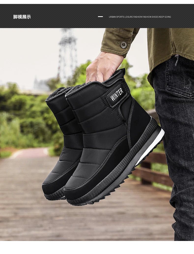 New Men's Winter Boots Warm Plush Snow Boots High Quality Waterproof High-Top Men's Ankle Boots Outdoor Men Hiking Boots Sneaker