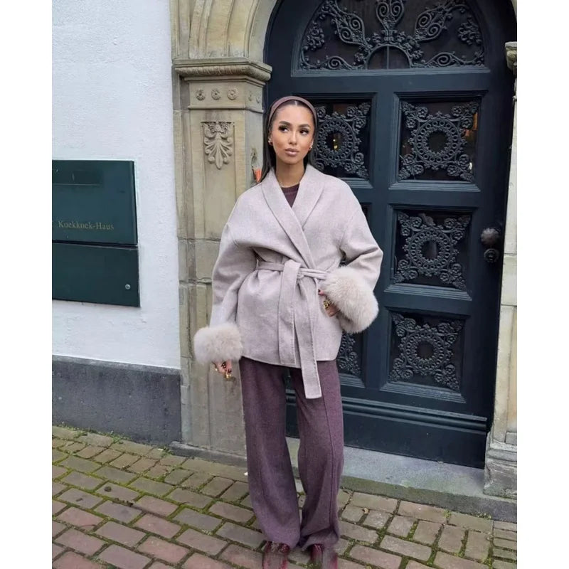 QICHE High‑End Wool‑Blend Women Outerwear Chic Fashion Jacket For European‑Vibe Ladies Autumn‑Winter New Arrival