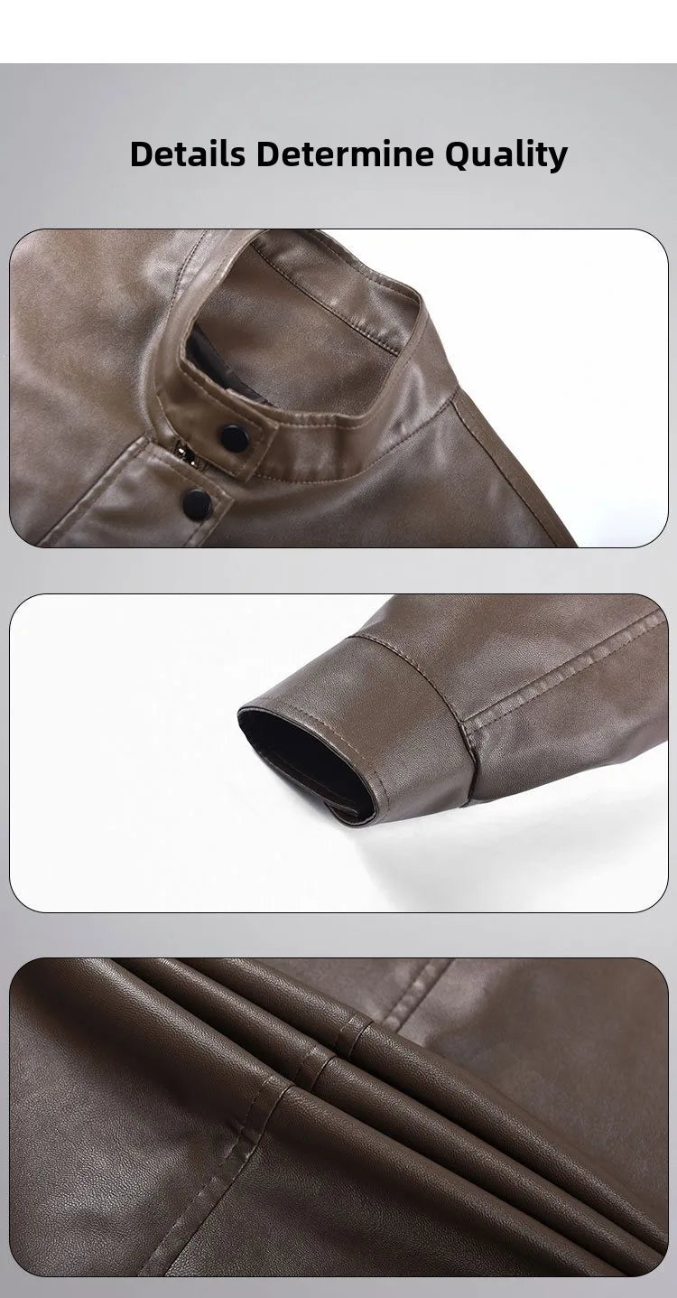 Fashionable Short Casual 3D Leather Jacket Women's Stand Collar Leather Coat Autumn 2026 Thick Synthetic Leather No Brand