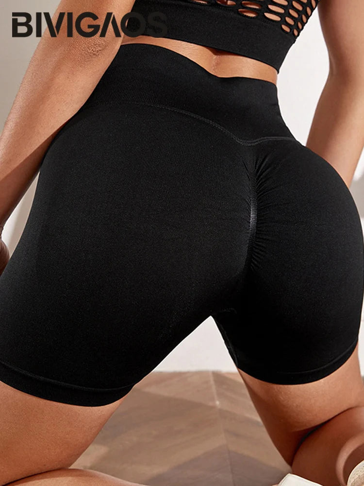 BIVIGAOS Summer High Waist Push Up Fitness Mini Shorts Women's Sexy Sport Short Leggings Peach Butt Lifter Biker Shorts
