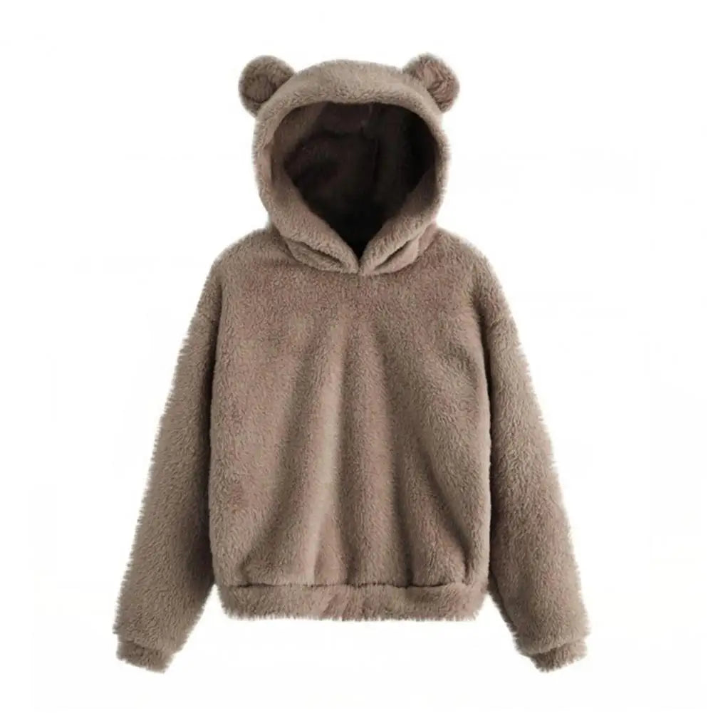 Fall Winter Women's Hoodies Winter Women Long Sleeve Rabbit Ear Hood Sweatshirt Cute Plush Warm Casual Cute Hoodie Tops 2026