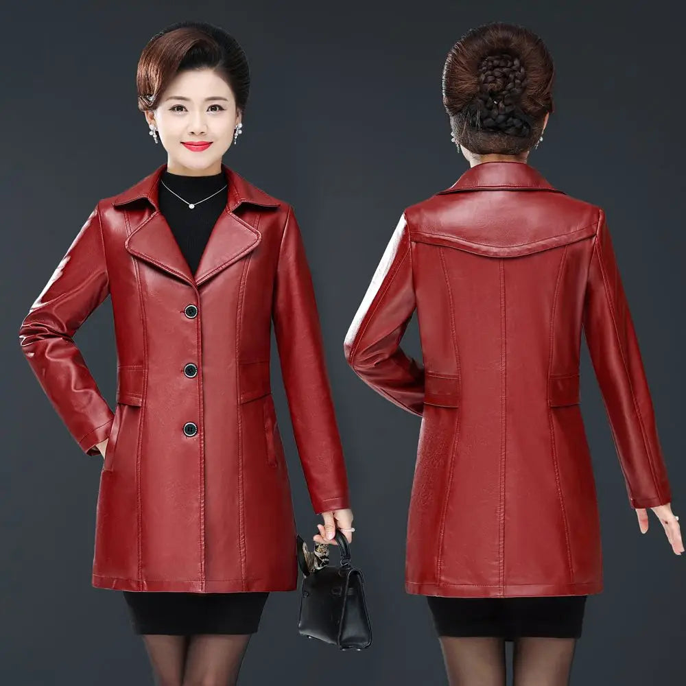 High Quality 2026 Autumn And Winter New  Leather Leather Coat Women's Short Slim Suit Collar Leather Jacket Female's Coat Black