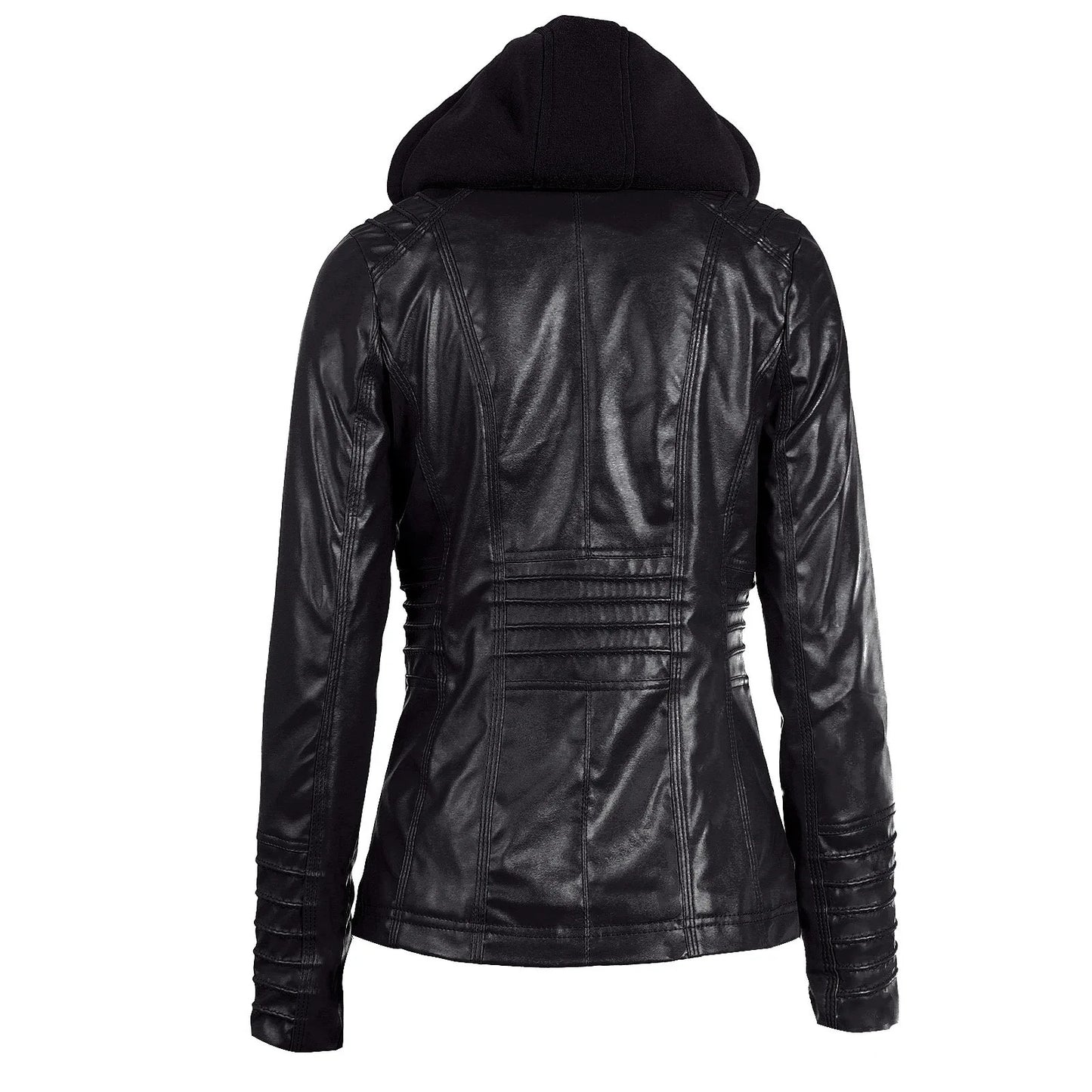 Faux Leather Jacket for Women, Female Winter Coat, Motorcycle Jacket, Faux Suede, PU Zipper Hoodies, Outerwear