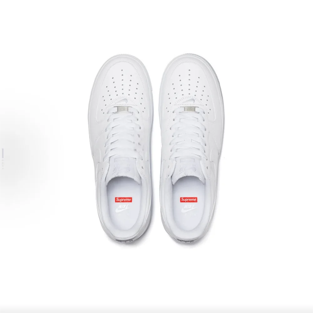 NIKE Air Force 1 Supreme Collaboration AF1 White Unisex Low-Top Casual Skate Shoes CU9225-100