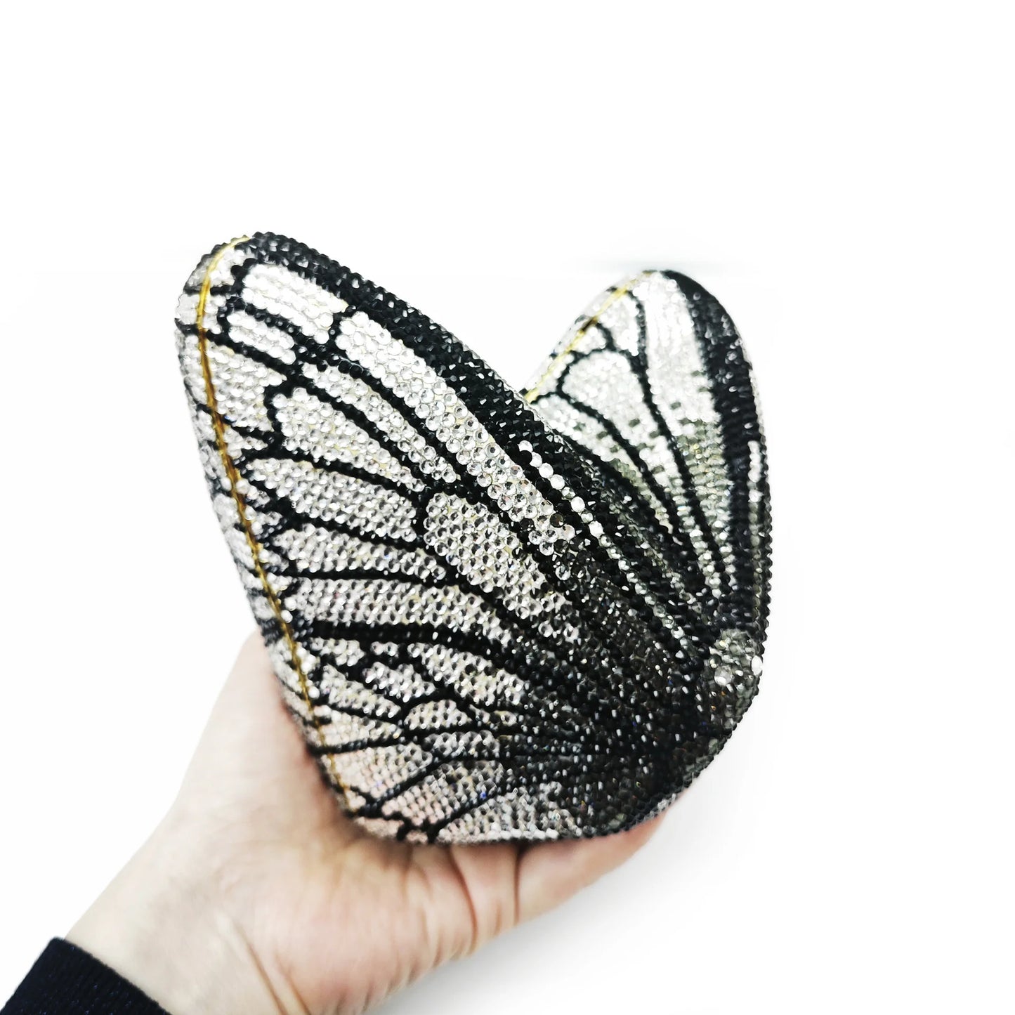 XIYUAN Butterfly Shaped Crystal Evening Bags Women Sparkling Rhinestone Clutch Purse Wedding Party Bridal Handbag Black Diamonds