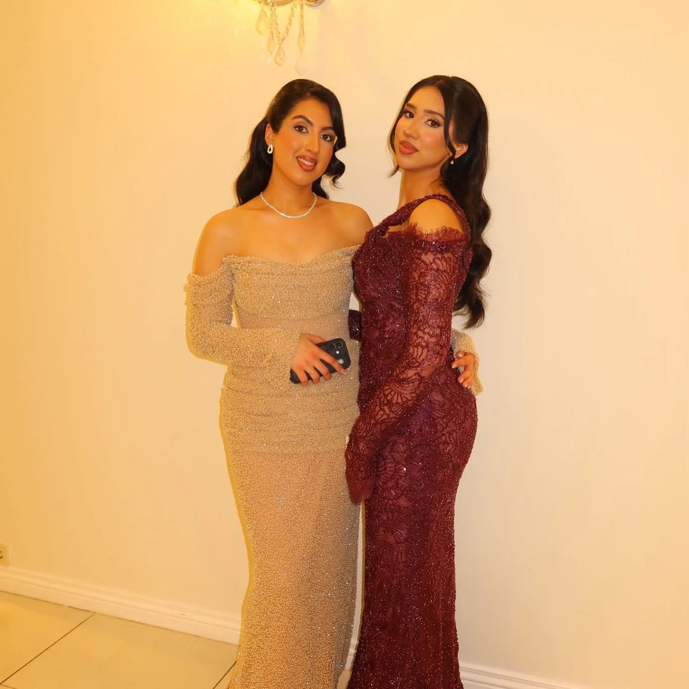 Sharon Said Dubai Elegant Wine Red Mermaid Evening Dress with Heavy Floral Beaded Women Wedding Formal Gown SF459 Customized