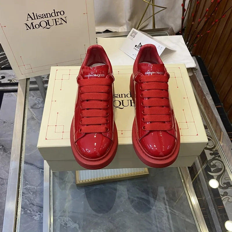American European Men Casual Shoes Patent Leather Round-toe Platform Loafer Shoes Hip-hop Sports Shoes Outdoor Street Sneakers