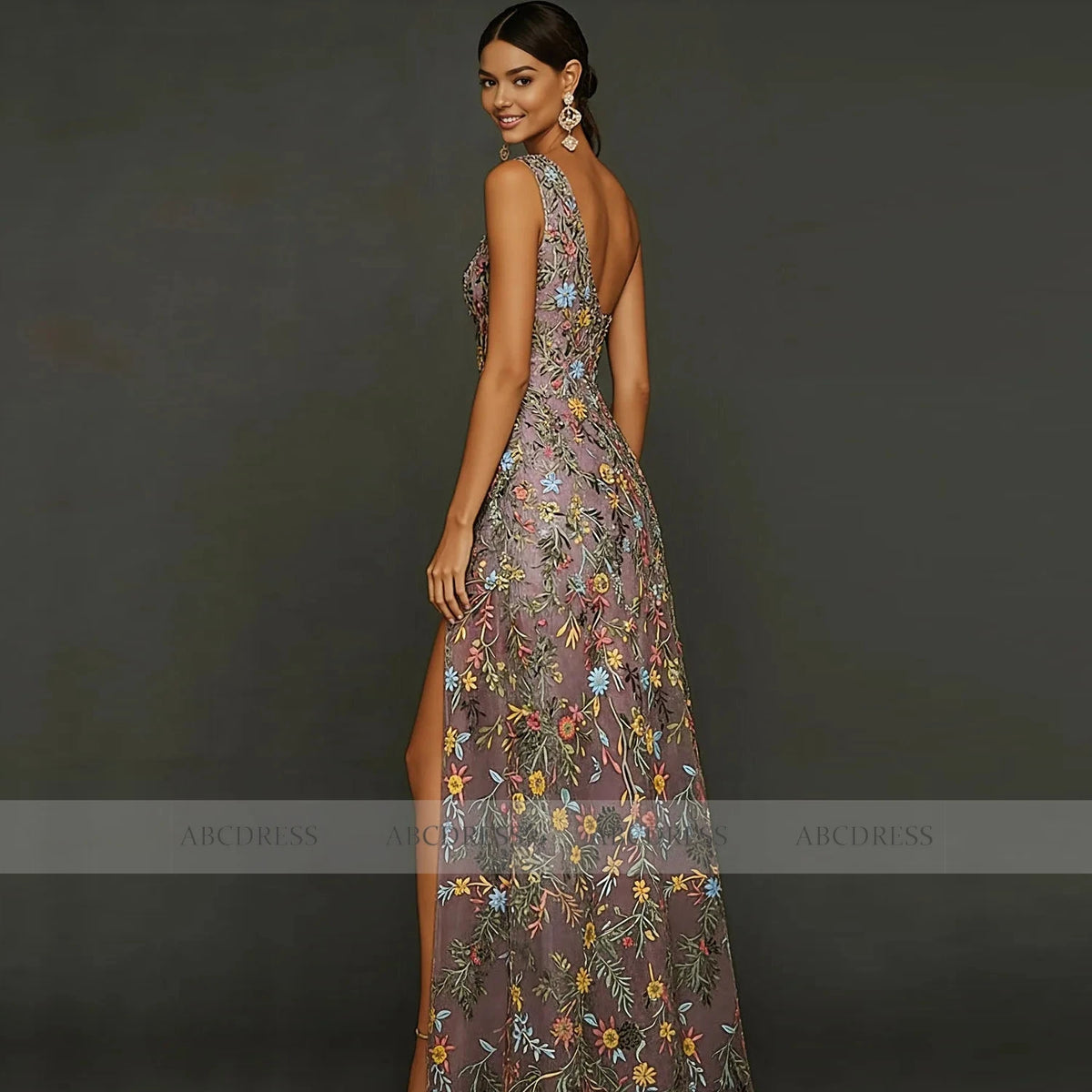 Customized Floral Embroidery Tulle Prom Dress One‑Shoulder Long Formal Evening Gown Backless Wedding Guest Dresses Plus Size