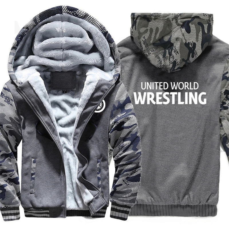 United World Wrestling UWW Men Hoodies Sweatshirts Autumn Winter Warmer Thicken Fleece Fashion Coats Harajuku Top