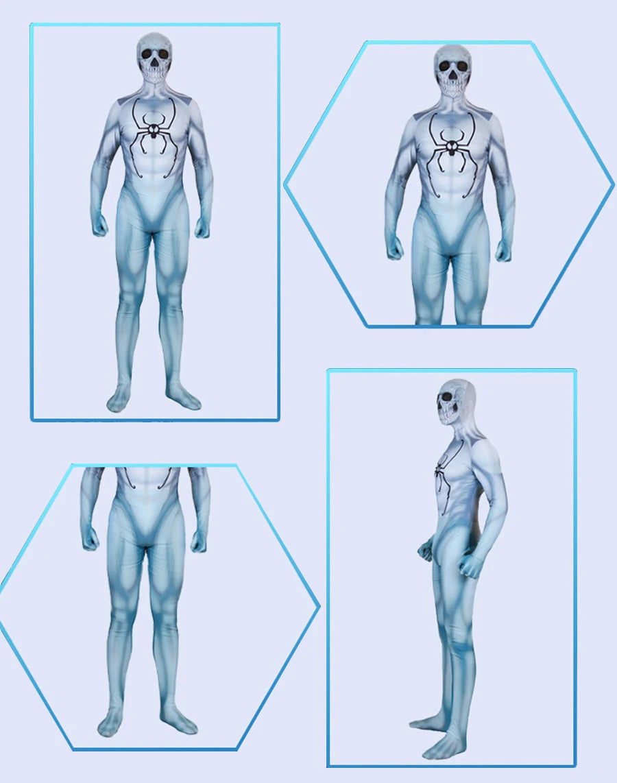 Halloween Costumes Ghost Skull Cosplay Jumpsuit for Kids Child Adults Scary Skeleton Bodysuit Halloween Mask Carnival Clothes