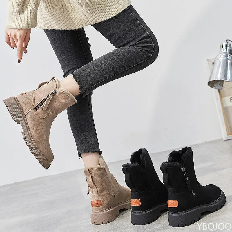 Large Size Winter Fashion Thick Sole Height Increasing and Plush Thick Women's Boots New Warm and Versatile Women's Short Boots