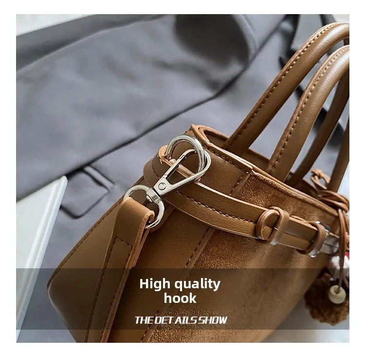 Retro Faux Suede Women's Handbag Fashionable Small Square Bag 2025 Winter Simple Short Handle Single Shoulder Crossbody Bag