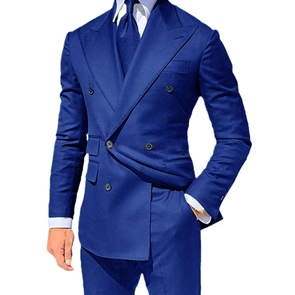 Yellow Men Suits 2 Pieces Set Fashion New Men's Casual Boutique Business Formal Wedding Groom Suit Coat Blazer Trousers 2024