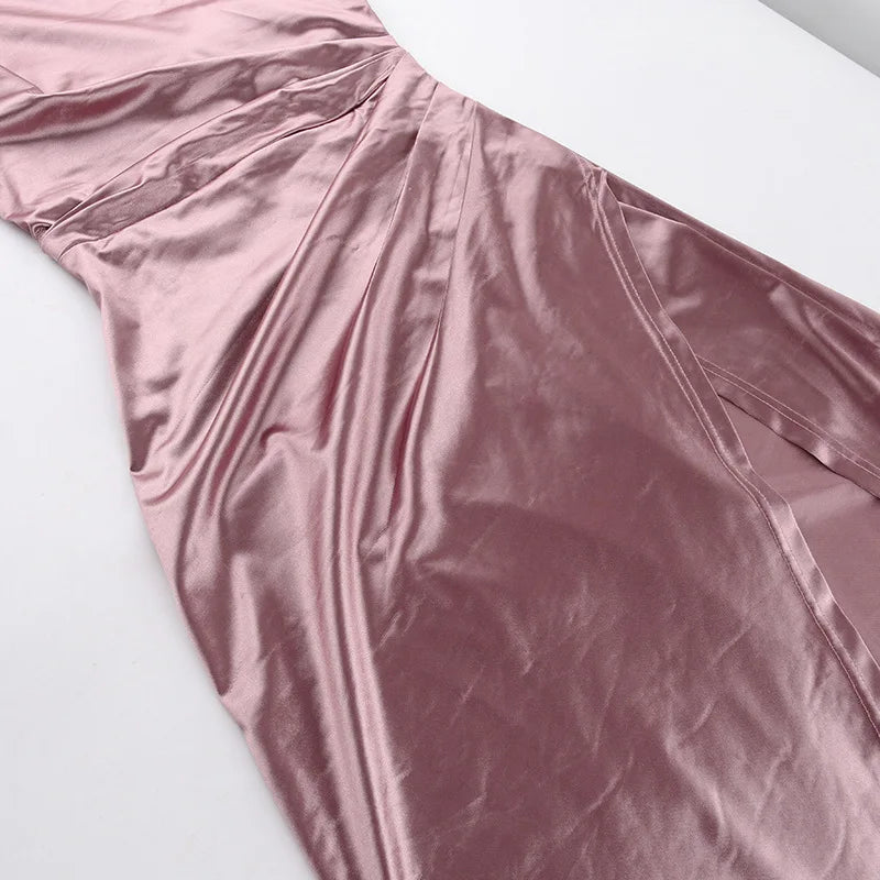 Women Dress Elegant Long Dresses Party Night Dress Women Dresses Woman Female Stand Collar Hanging Neck Sexy Slim Fit Slit