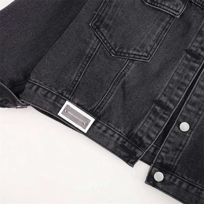 Fashion Women's Black Washed Denim Jackets Spring Autumn Vintage Jeans Coat Oversize Loose Outerwear Lady Casual Tops Overcoat