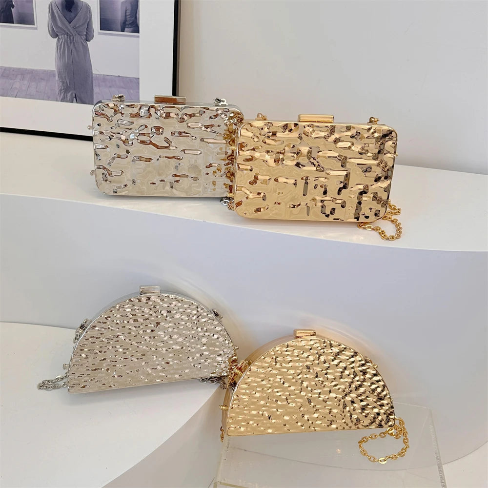 MOODS Luxury Golden Evening Bags For Women Wedding Dinner Party Chain Shoulder Cross Body Bag 2024 Designer Purses And Handbags