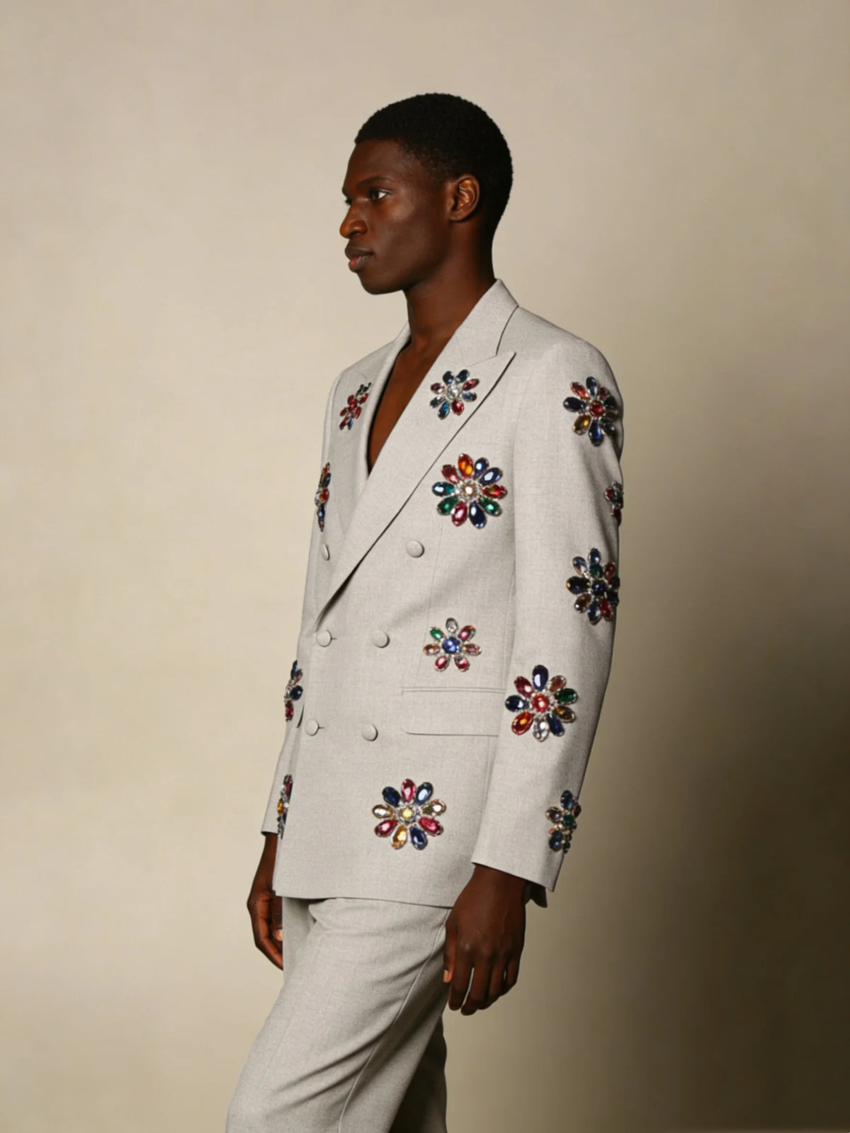 Colorful Crystals Men Suit Set 2 Pcs Blazer+Pants Trousers Groom Wedding Tuxedo Formal Office Business Jacket Coat Customized