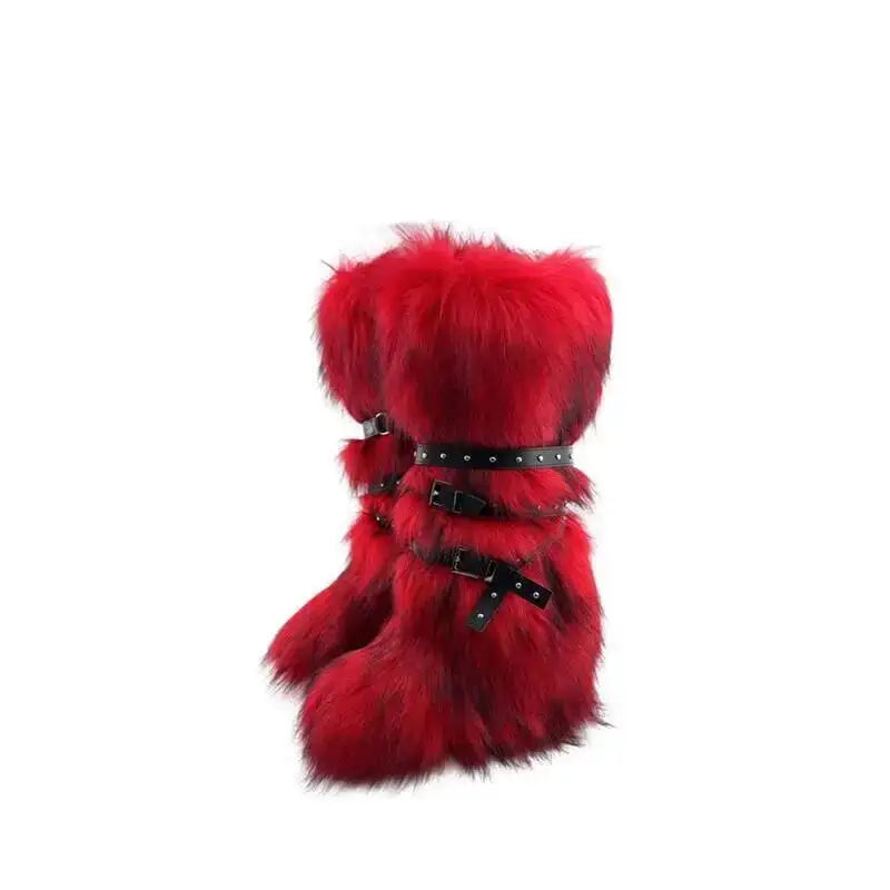 2025 Winter Subculture High Top Furry Boots For Women Snow Boots Niche Lined Thick Soled Long Tube Snow Boots