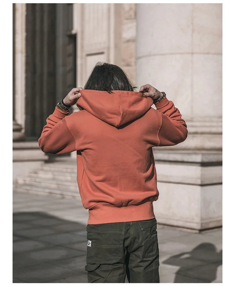 Non Stock Men's Zip Up Hooded Sweatshirt Heavyweight Solid Color Hoodies Thick