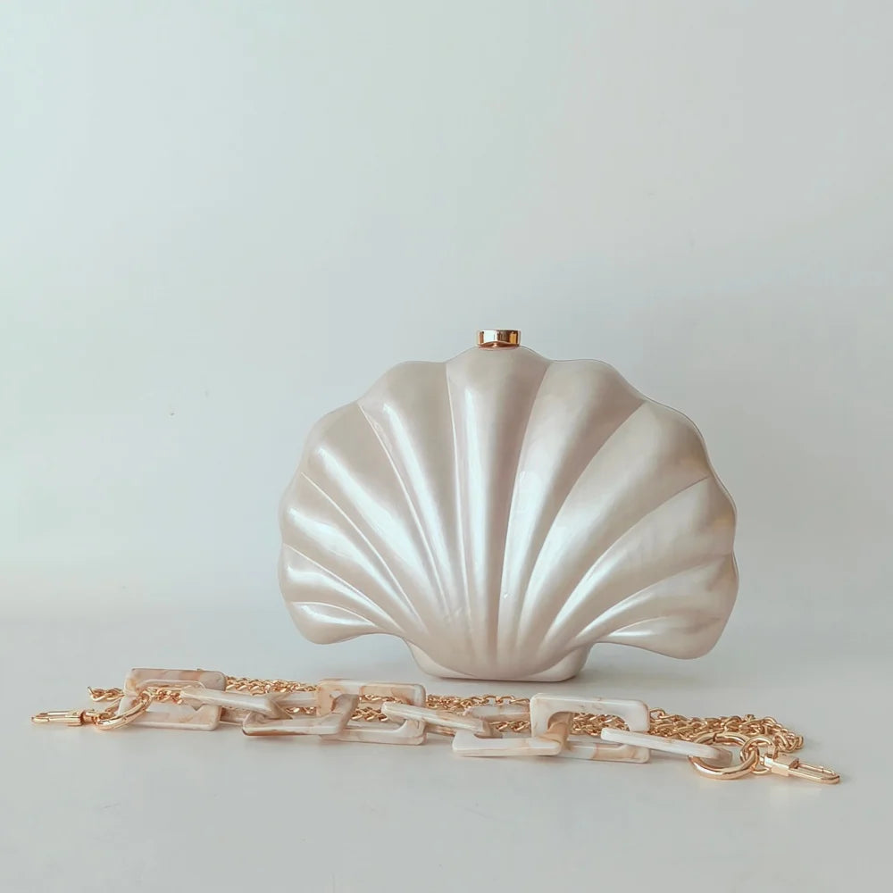 Female Shell Acrylic Box Clutches Lady Gift Evening Bag Party Prom Stones Handbags Luxury Women Wedding Bridal Clutch Purse Bag