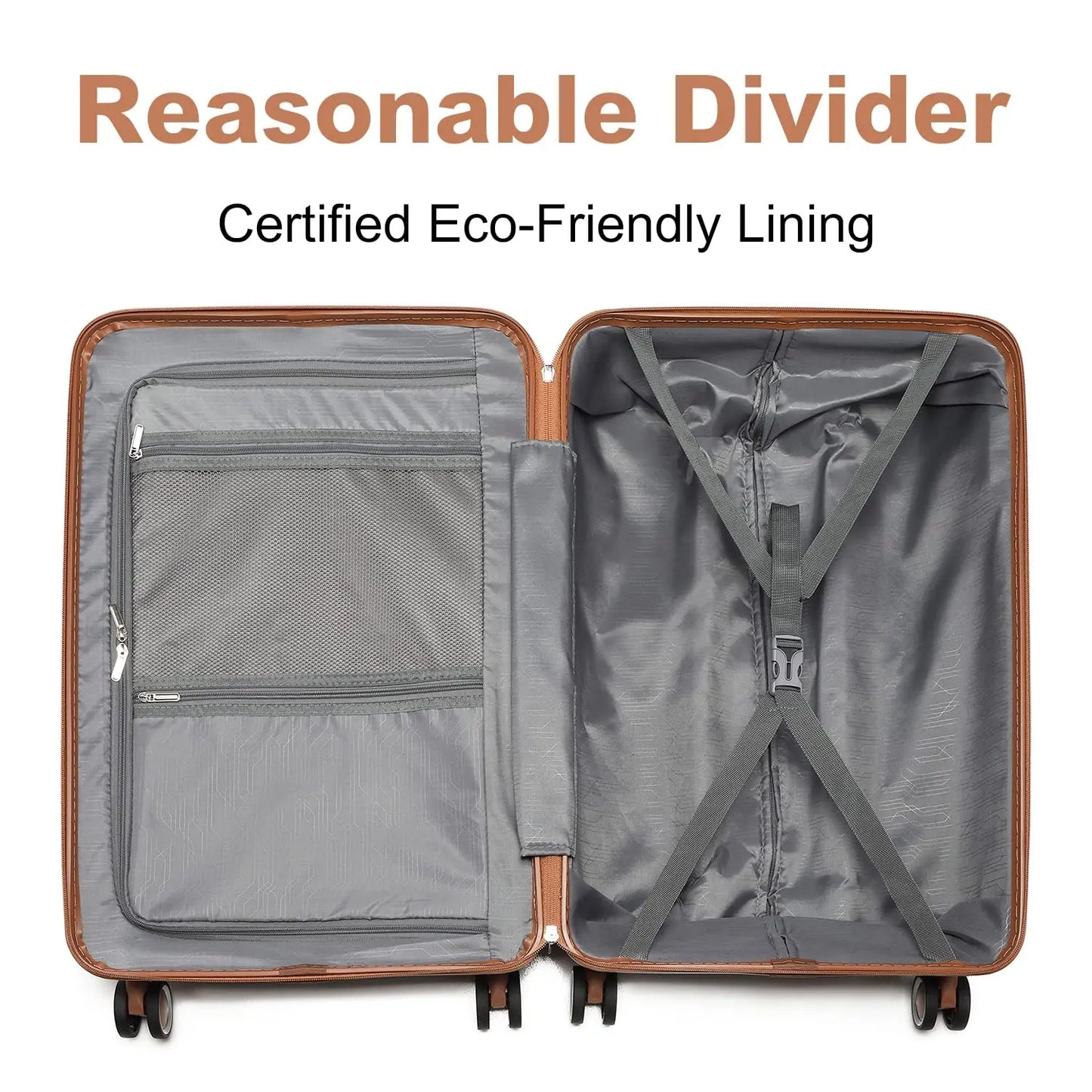 British Traveller 3 Piece Case Set 100% PP 8 Spinner Wheels TSA Lock Hard-Shell hand luggage Dark Blue
